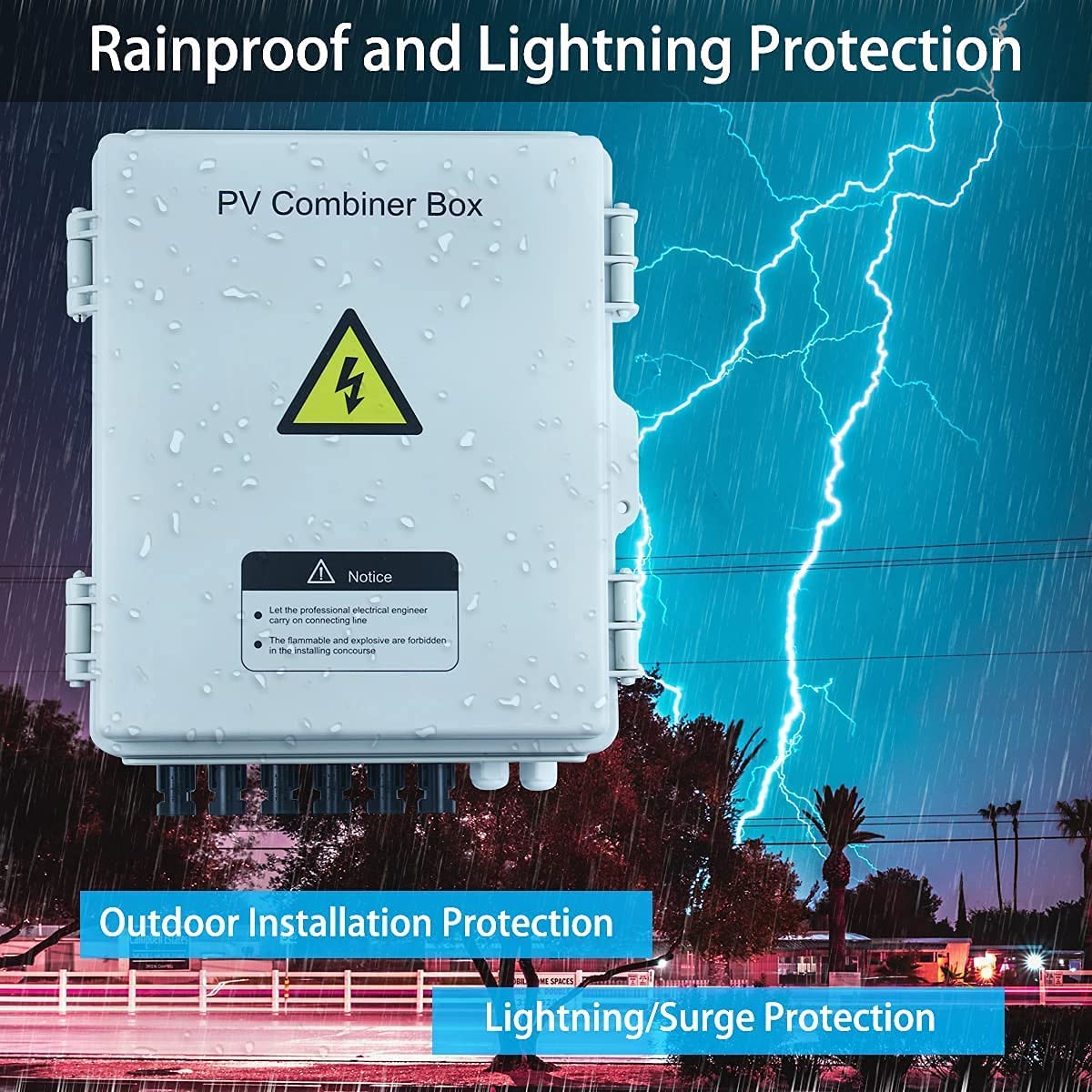 6 String PV Combiner Box with 15A Rated Current Fuse Lightning Arrester and Circuit Breakers for Solar Panel Kit Off Grid System