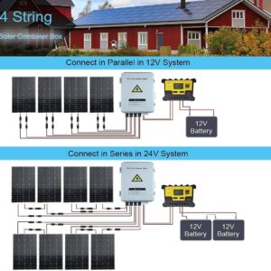 6 String PV Combiner Box with 15A Rated Current Fuse Lightning Arrester and Circuit Breakers for Solar Panel Kit Off Grid System