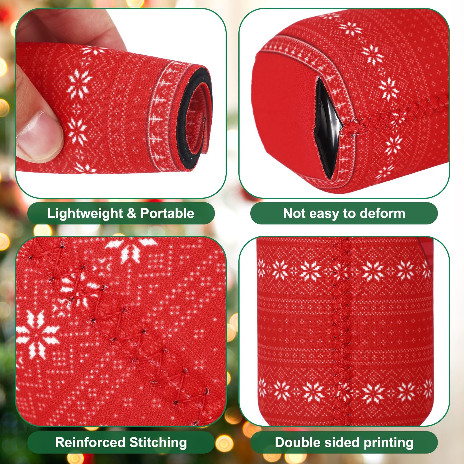 Maxcheck 24 Pcs Christmas Sweater Style Can Cooler Sleeves Xmas Holiday Can Insulated Covers Neoprene Funny Coolers for Xmas Holiday Party Decorations Supplies Canned Beverages Bottle Drink, 12 Styles