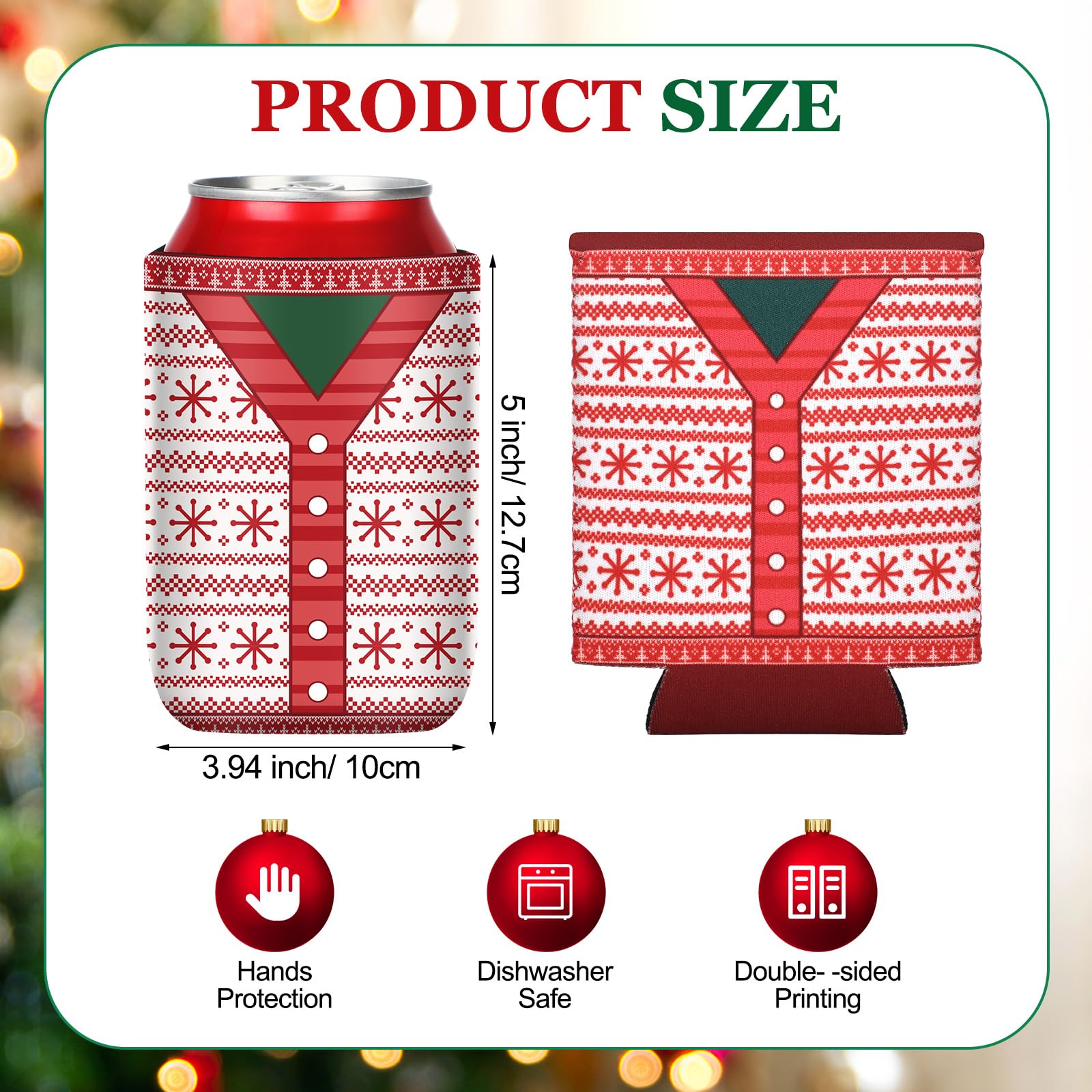 Maxcheck 24 Pcs Christmas Sweater Style Can Cooler Sleeves Xmas Holiday Can Insulated Covers Neoprene Funny Coolers for Xmas Holiday Party Decorations Supplies Canned Beverages Bottle Drink, 12 Styles