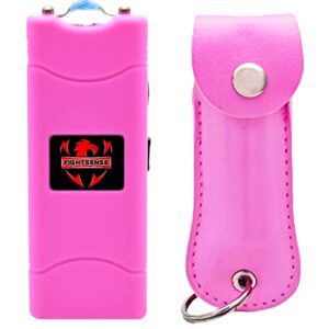 fightsense mini stun gun keychain & pepper spray combo pack for self defense kit (pink)