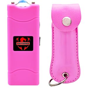 FIGHTSENSE Mini Stun Gun Keychain & Pepper Spray Combo Pack for Self Defense Kit (Pink)