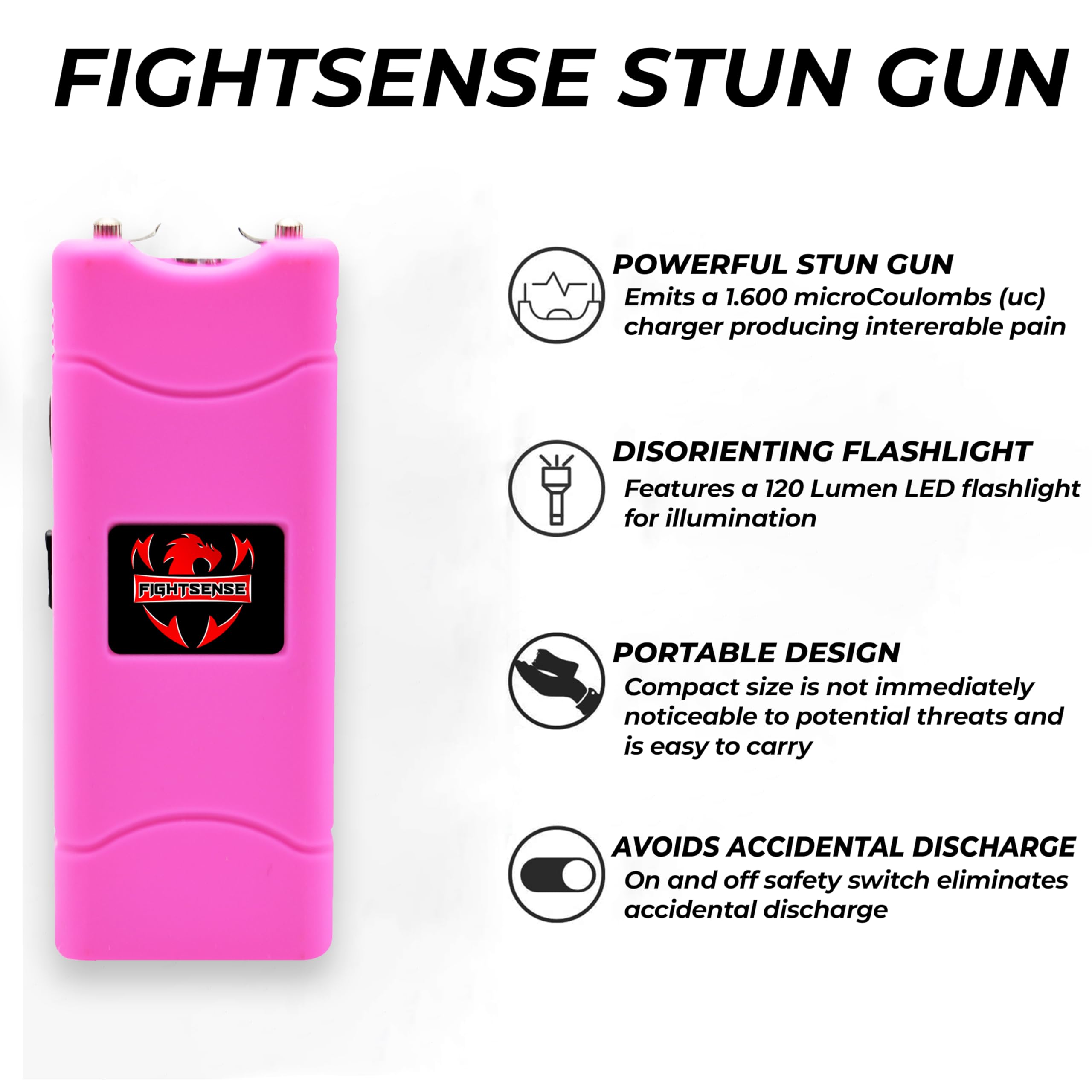 FIGHTSENSE Mini Stun Gun Keychain & Pepper Spray Combo Pack for Self Defense Kit (Pink)