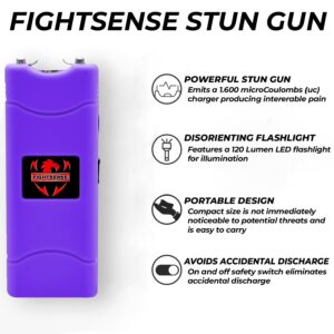 FIGHTSENSE Mini Stun Gun Keychain & Pepper Spray Combo Pack for Self Defense Kit (Purple)