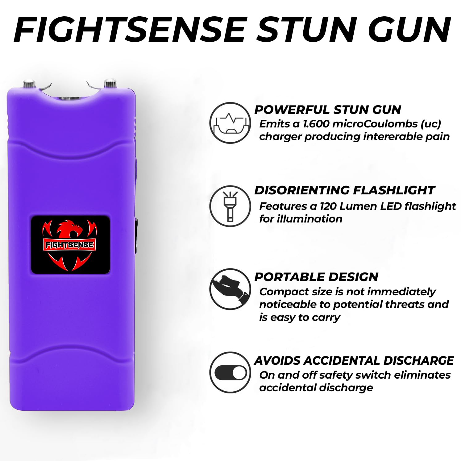 FIGHTSENSE Mini Stun Gun Keychain & Pepper Spray Combo Pack for Self Defense Kit (Purple)