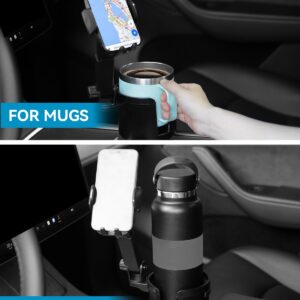 ENQINN Cup Holder Phone Mount for Car with Expandable Base, 2-in-1 Adjustable Cup Cellphone Holder Mount Compatible with iPhone Samsung Pixel and All Smartphones and Other Bottles Mugs in 3.4"-4.0"