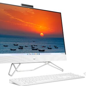 HP 27" Touchscreen All-in-One Desktop Computer, FHD IPS Display, AMD Ryzen 7 5700U(Beats i7-1265U), 32GB RAM, 2TB SSD, WiFi, 1080P Webcam, Wireless KB/Mouse Combo, Windows 11, Bundle with JAWFOAL