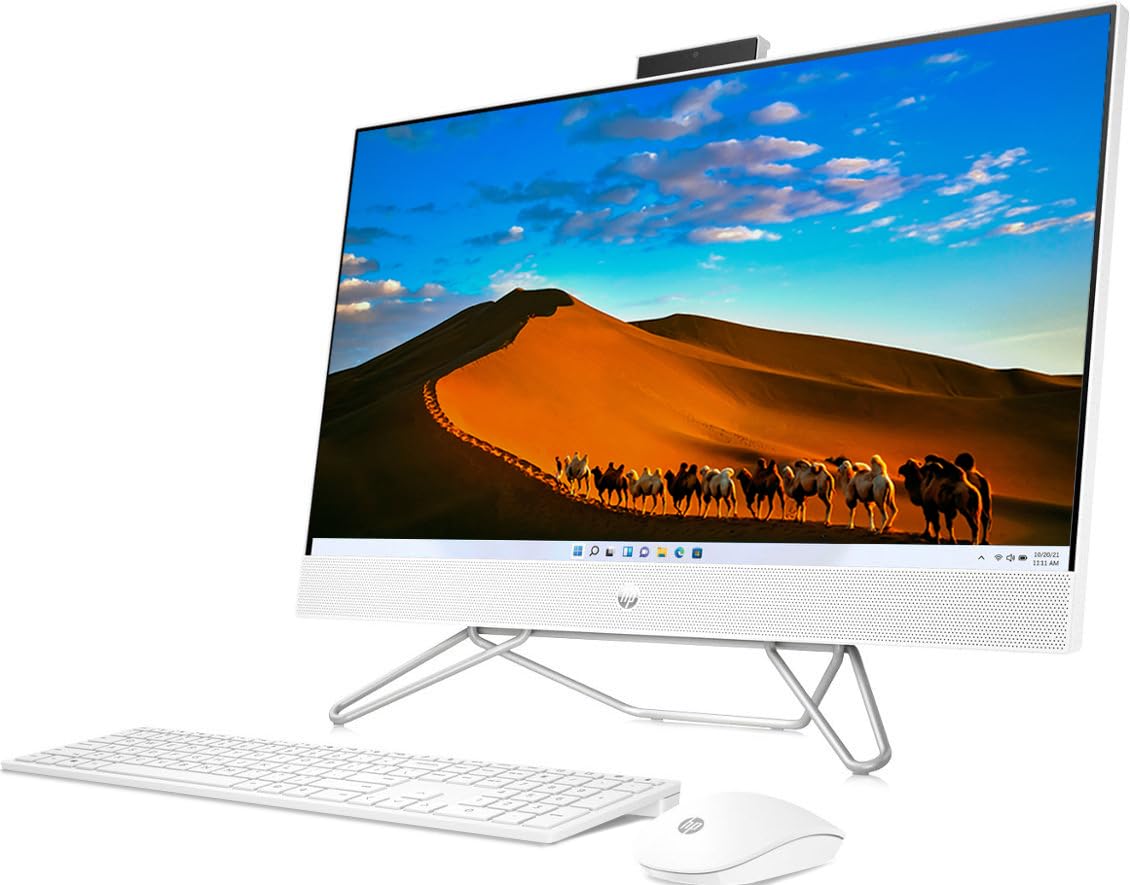 HP 27" Touchscreen All-in-One Desktop Computer, FHD IPS Display, AMD Ryzen 7 5700U(Beats i7-1265U), 32GB RAM, 2TB SSD, WiFi, 1080P Webcam, Wireless KB/Mouse Combo, Windows 11, Bundle with JAWFOAL