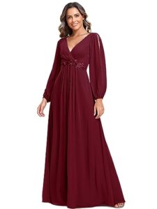 ever-pretty women's customized generous chiffon a line long evening dresses burgundy us00
