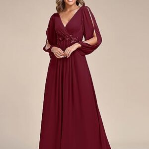 Ever-Pretty Women's Customized Generous Chiffon A Line Long Evening Dresses Burgundy US00