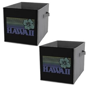 hawaii storage bins with handles cube closet organizers and storage boxes folding basket for shelves 2pcs