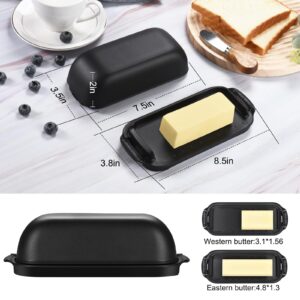 AONCO Butter Dish with Lid, Butter Container Holds for Countertop, Unbreakable Butter Keeper for Home Kitchen Decor, Perfect for East/West Coast Butter, BPA-free, Microwave/Dishwasher Safe (Black)