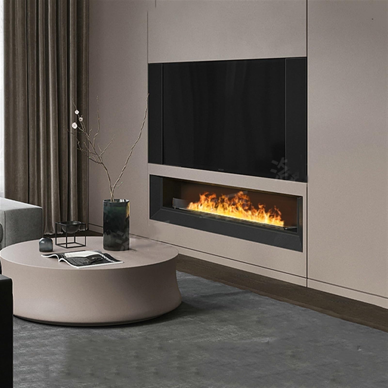 Water Vapor Electric Fireplace Solid Color Electronic Fireplace Mist Fireplace Intelligent Ultra-thin Steam 3D Simulation Flame Decoration Is Suitable for Living Room, Hotel Fake Fireplace ( Color : B