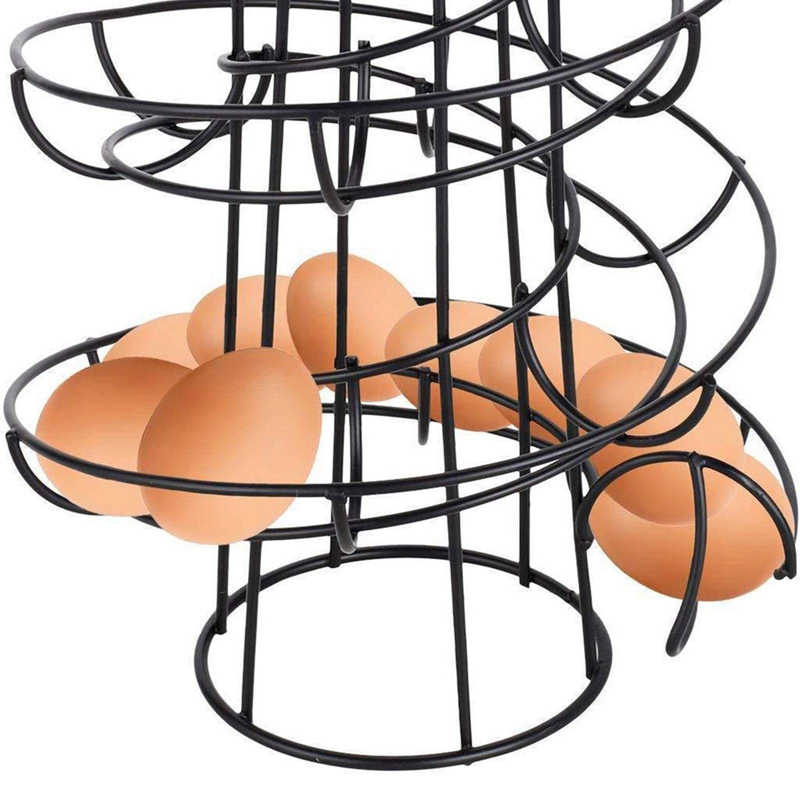 Metal Egg Storage Rack, Metal Egg Skelter, Egg Skelter Countertop Storage Rack, Spiral Design Egg Dispenser Rack Holder with Storage Basket, Metal Storage Holder Display for Countertop & Kitchen