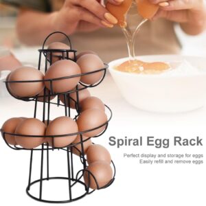 Metal Egg Storage Rack, Metal Egg Skelter, Egg Skelter Countertop Storage Rack, Spiral Design Egg Dispenser Rack Holder with Storage Basket, Metal Storage Holder Display for Countertop & Kitchen