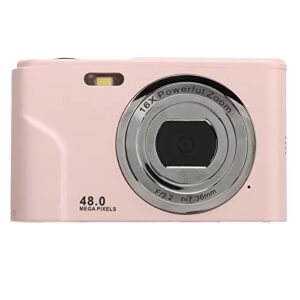 pocket camera, portable digital camera eye protection screen prevents shaking stylish 48mp us plug 16x zoom 100-240v for photography (fairy pink)