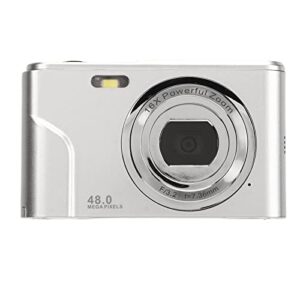 pocket camera, portable digital camera eye protection screen prevents shaking stylish 48mp us plug 16x zoom 100-240v for photography (silver)
