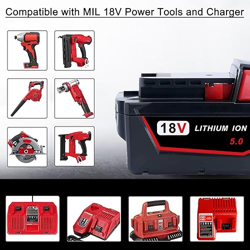 Chgdkjy 2PACKS M18 Battery and Charger Starter Kit Compatible with Milwaukee 18V Battery 48-11-1850 and Battery Charger 48-59-1812