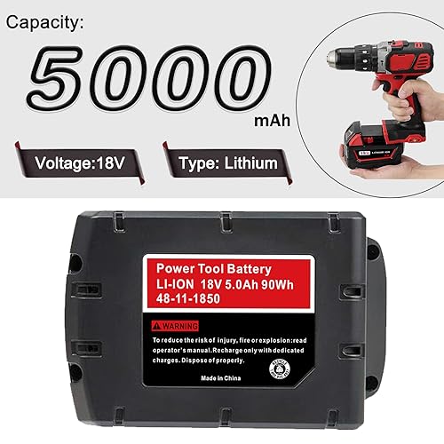 Chgdkjy 2PACKS M18 Battery and Charger Starter Kit Compatible with Milwaukee 18V Battery 48-11-1850 and Battery Charger 48-59-1812