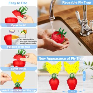 Fruit Fly Trap for Indoors,Effective Fruit Fly Killer Catcher Gnat Trap with Yellow Sticky Pads,Odorless Reusable Fly Catcher Gnat Fruit Flies Trap Fly Insect Trap for Plant House Kitchen (2 Pack)
