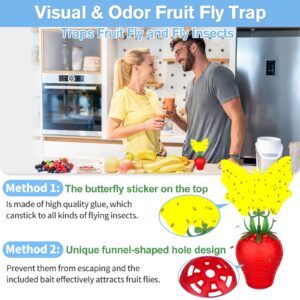 Fruit Fly Trap for Indoors,Effective Fruit Fly Killer Catcher Gnat Trap with Yellow Sticky Pads,Odorless Reusable Fly Catcher Gnat Fruit Flies Trap Fly Insect Trap for Plant House Kitchen (2 Pack)