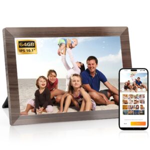 haovm 10.1 inch smart wifi digital picture frame,1280x800 hd ips touch screen,64gb large storage,2gb ram,wifi digital photo frame load from phone,motion sensor,auto-rotate,wall mountable,gift for mom