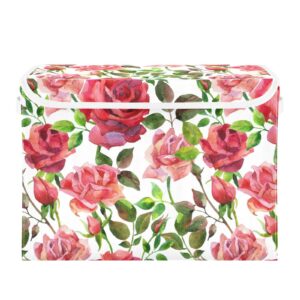 xigua rose storage bin with lids larger collapsible decorative cube storage bins with handles divider for bedroom closet living room