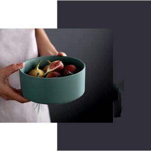 DHAEY Fruit Bowl Fruit Holder Large Fruit Bowl Dessert Bowl Household Wooden Foot Personalized Ceramic Bowl Kitchen (Color : Green)