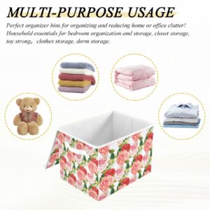 xigua Rose Storage Bin with Lids Larger Collapsible Decorative Cube Storage Bins with Handles Divider for Bedroom Closet Living Room