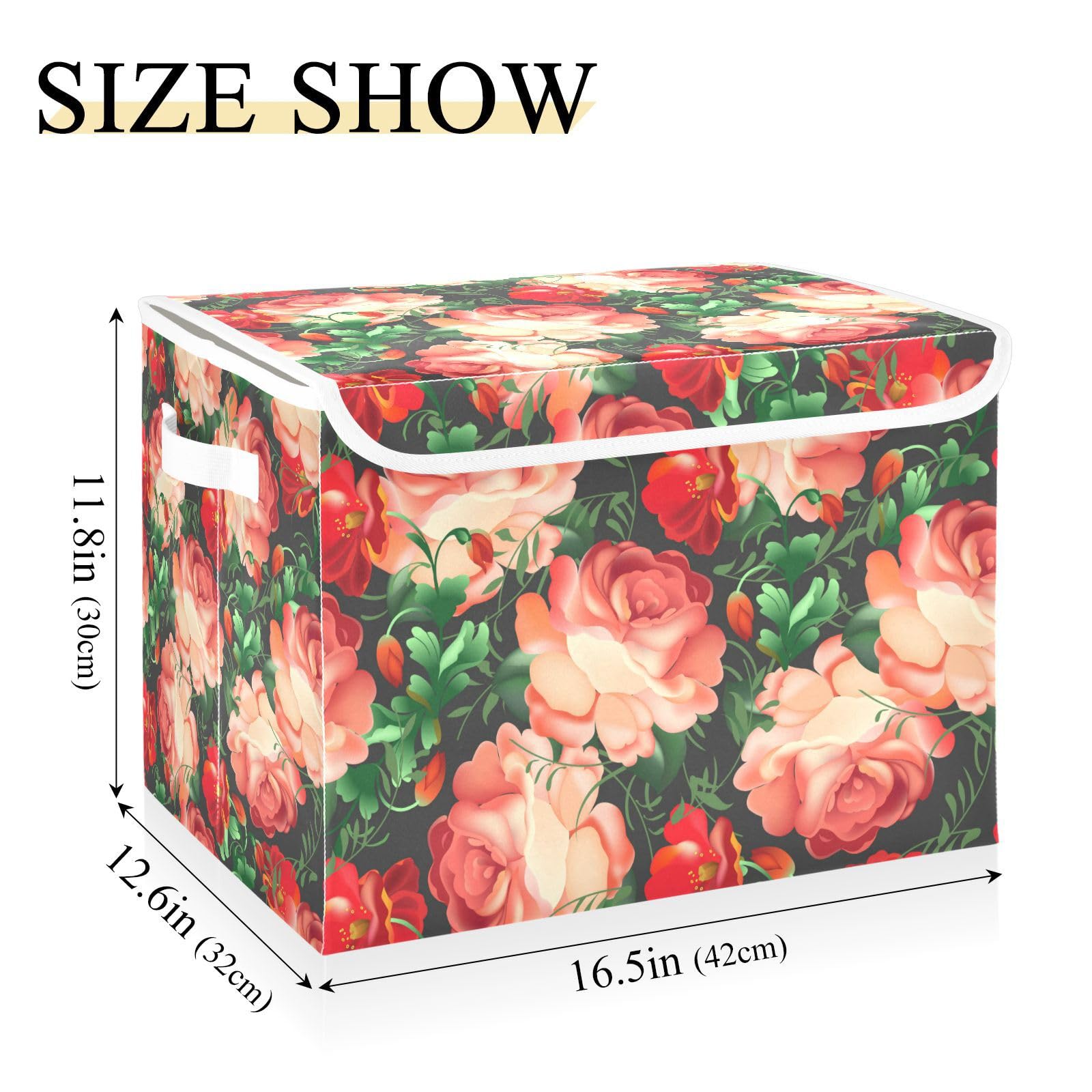 xigua Rose Storage Bin with Lids Larger Collapsible Decorative Cube Storage Bins with Handles Divider for Bedroom Closet Living Room