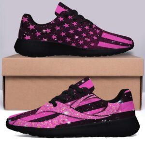 Breast Cancer Shoes for Women Lightweight Running Shoes Outdoor Fashion Cancer Pink Ribbon Sneakers Black Size 6