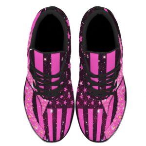 Breast Cancer Shoes for Women Lightweight Running Shoes Outdoor Fashion Cancer Pink Ribbon Sneakers Black Size 6