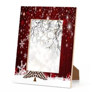 pardick christmas tree 4x6 picture frame, snowflake red wooden photo frames for tabletop and wall display, picture frame home office decor