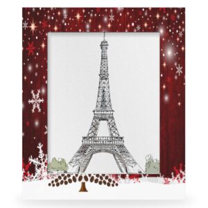 Pardick Christmas Tree 4x6 Picture Frame, Snowflake Red Wooden Photo Frames for Tabletop and Wall Display, Picture Frame Home Office Decor