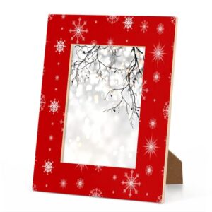 pardick xmas red 4x6 picture frame, christmas snowflake wooden photo frames for tabletop and wall display, picture frame home office decor