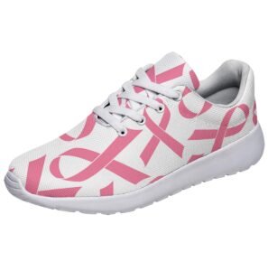 breast cancer shoes for women fashion breathable running sneakers ladies cancer pink ribbon shoes white size 5
