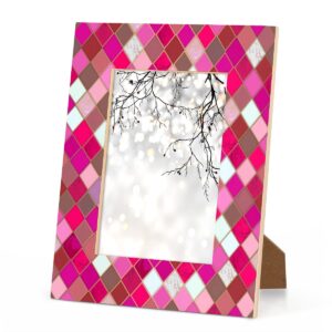 colorful plaid 4x6 picture frame, pink red wooden photo frames for tabletop and wall display, picture frame home office decor