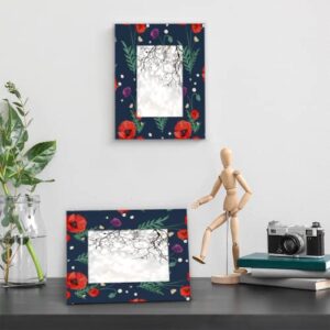 Pardick Poppy Floral 4x6 Picture Frame, Red Flower Wooden Photo Frames for Tabletop and Wall Display, Picture Frame Home Office Decor