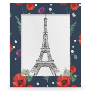 Pardick Poppy Floral 4x6 Picture Frame, Red Flower Wooden Photo Frames for Tabletop and Wall Display, Picture Frame Home Office Decor