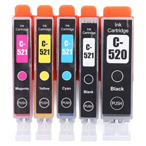 Printer Cartridge with Ink, Ink Cartridge ABS Printing Ink Cartridge Standard Size 5% Coverage for PIXMA IP3600 IP4600 IP4700, Desktop Photo Printers (BK BK C M Y 5 Colors)