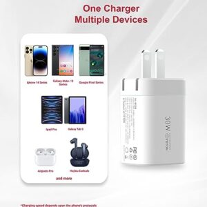 30W USB-C Fast Charger Adapter,(Foldable) TETON ELECTRONICS PD Wall Charger block PD QC 3.0 PPS Dual Port Type C Charger for iPhone15/14/13,Samsung S21/S22,Note 20,Pixel 7/8 pro,MacBook,iPad, AirPods.