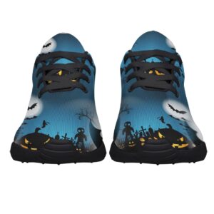 Men Women Halloween Pumpkin Shoes Unisex Fashion Breathable Running Sneakers Lightweight Casual Sports Shoes Black Size 6