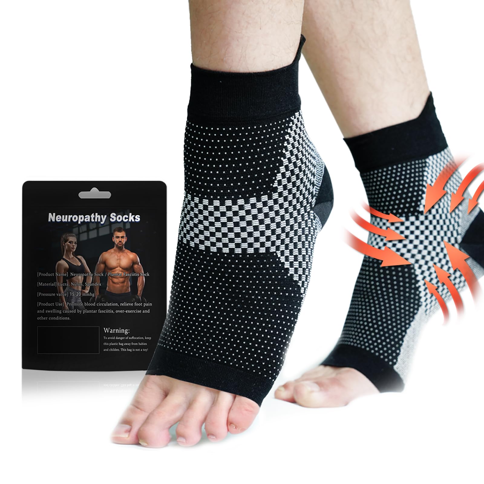 Neuropathy Socks for Men and Women - Plantar Fasciitis Socks for Neuropathy, Neuropathy Compression Soothe Socks for Foot Pain Relief, Ankle Brace, Achilles Tendonitis