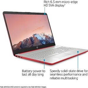 HP 15.6" Laptop with 1 Year Microsoft Office 365, Intel Pentium Quad-Core Processor, Intel UHD Graphics, Long Battery Life, RJ-45, Wi-Fi, Webcam, HDMI, Windows 11 Home, Red (16GB RAM | 1TB SSD)