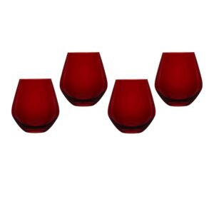 godinger 22545 18 oz meridian stemless wine glass - red - set of 4