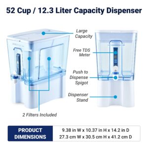 ZeroWater 52-Cup Ready-Read 5-Stage Water Filter Dispenser with Instant Read Out - 0 TDS IAPMO Certified to Reduce Lead, Chromium, and PFOA/PFOS