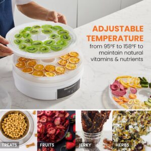 Elite Gourmet EFD770WD Digital Food Dehydrator with 5x12.5” BPA Free Trays, Adjustable 48-hr Timer and Temperature from 95~158F, Jerky, Herbs, Fruit, Veggies, Dried Snacks, White