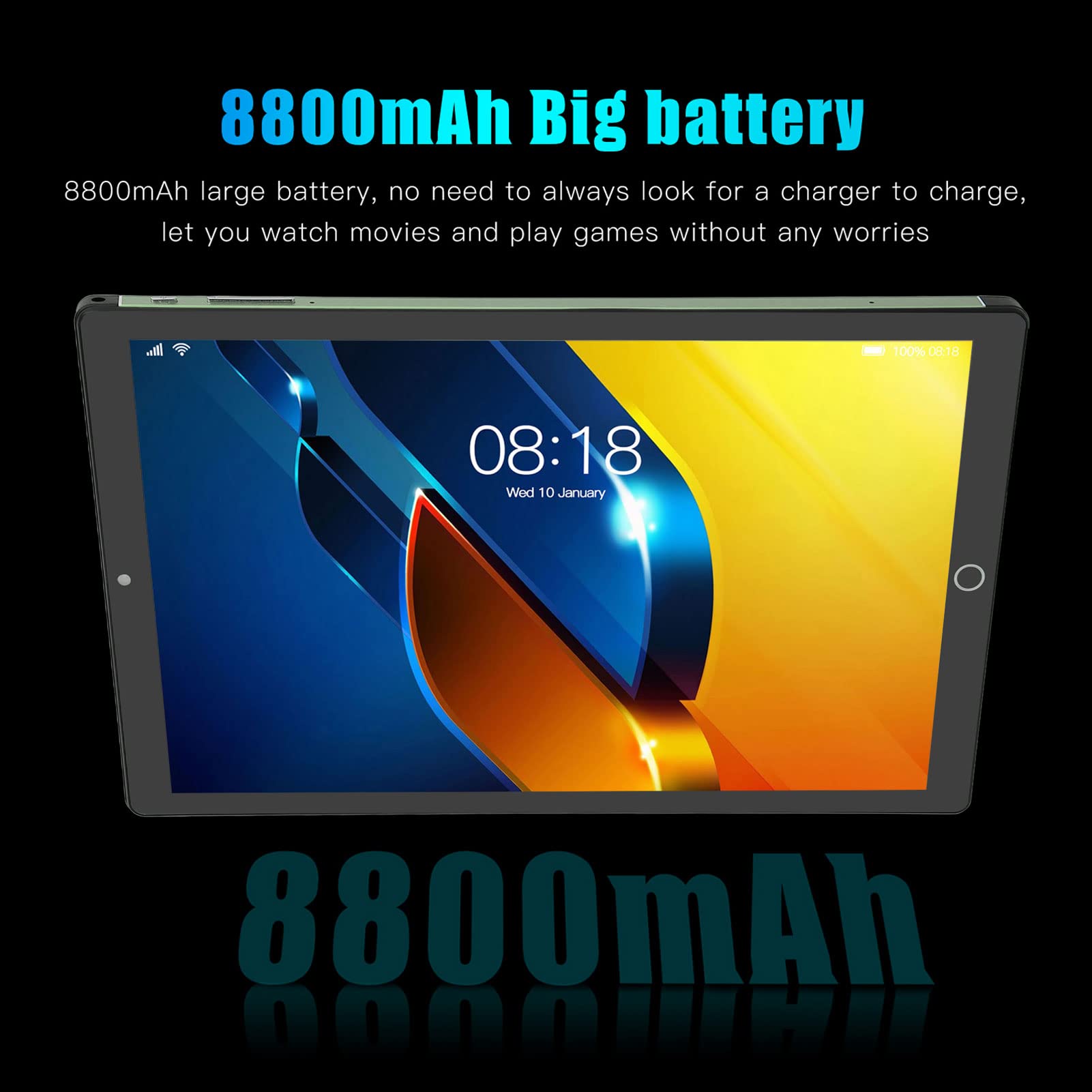 Ejoyous 10 Inch Tablet, Android 12 Tablet, 5G WiFi, 6GB 128GB RAM, Front 200w Rear 500w Camera, 1960x1080 IPS, Bluetooth 5.0, 10 Core 8800mAh Calling Tablet 100‑240V (US Plug)