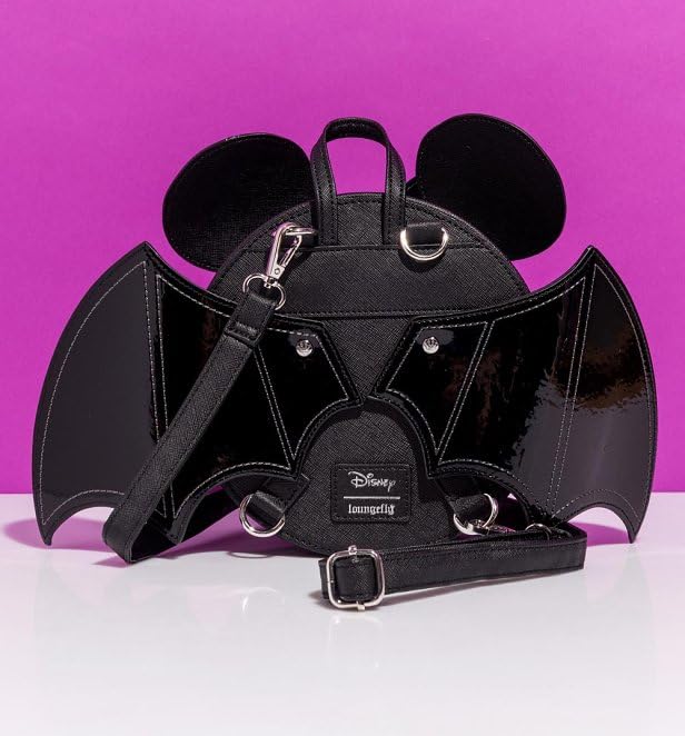 Loungefly X LASR Exclusive Disney Minnie Bat Convertible Mini Backpack - Fashion Cosplay Disneybound Cute Backpack