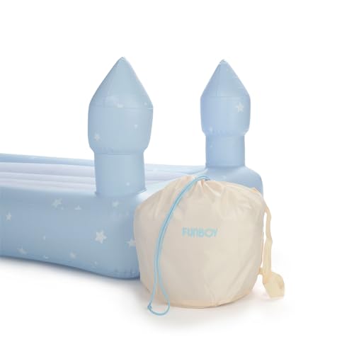 FUNBOY Kids Blue Castle Sleepover Travel Bed & Air Mattress. Perfect for Sleepovers. Includes Carrying Storage Bag, Twin